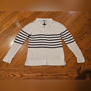 Junior Gaultier white and navy striped pull over sweater girls size 14
